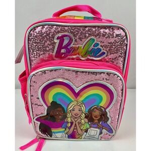 Barbie Rainbow Sequin Insulated‎ Lunch Box Bag Pink New with Tags Girls Kids